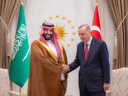 الرئيس التركي رجب طيب أردوغان يستقبل ولي العهد السعودي الأمير محمد بن سلمان في أنقرة - 22 يونيو 2022 - "واس"