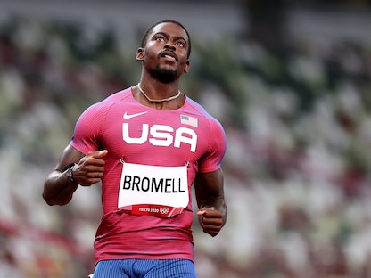 الأميركي تريفون برومل في تصفيات 100 متر بأولمبياد طوكيو - REUTERS