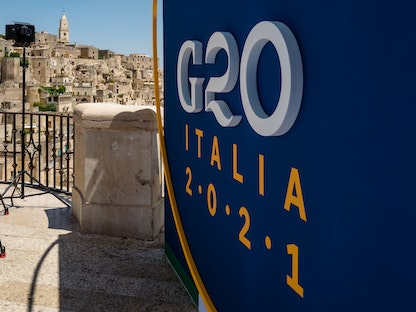 شعار اجتماعات مجموعة العشرين التي تستضيفها إيطاليا - 29 يونيو 2021 - Getty Images