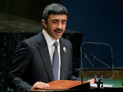 وزير الخارجية الإماراتي الشيخ عبدالله بن زايد آل نهيان يلقي كلمة أمام الجمعية العامة للأمم المتحدة في نيويورك - 28 سبتمبر 2019 - REUTERS