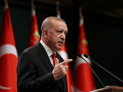 الرئيس التركي رجب طيب أردوغان في مؤتمر صحافي بأنقرة - 30 نوفمبر 2020 - via REUTERS