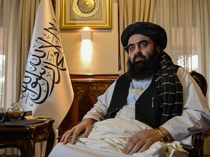 وزير الخارجية في حكومة طالبان أمير خان متقي- 2 فبراير 2022 - AFP