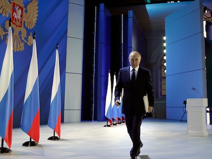 الرئيس الروسي فلاديمير بوتين في العاصمة موسكو - 21 أبريل 2021 - via REUTERS