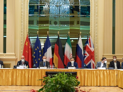 أحد اجتماعات الوفود المشاركة في مفاوضات فيينا- 1 مايو 2021 - AFP