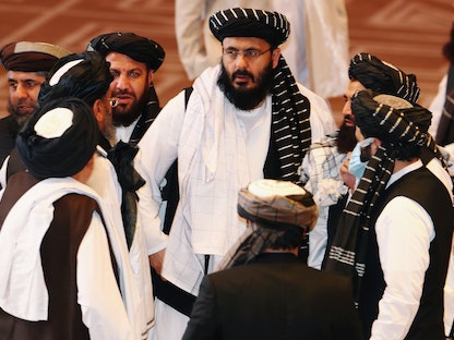 جانب من جلسات مفاوضات الحكومة الأفغانية وحركة طالبان في الدوحة، 12 سبتمبر 2020 - REUTERS