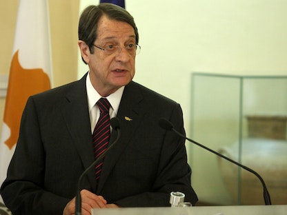 الرئيس القبرصي نيكوس أناستاسيادس في القصر الرئاسي بنيقوسيا - REUTERS