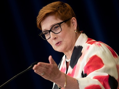 ماريس باين وزيرة الخارجية الأسترالية في مؤتمر بواشنطن. - REUTERS