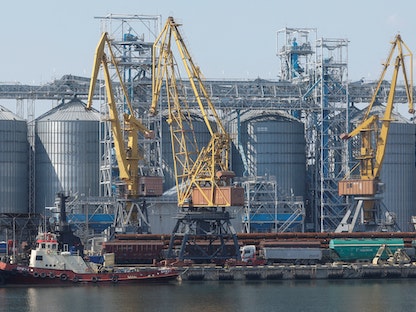 صوامع الغلال في ميناء أوديسا الأوكراني على البحر الأسود. 19 أغسطس 2022 - REUTERS