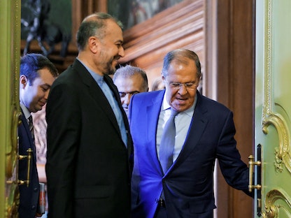 وزير الخارجية الروسي سيرجي لافروف مع نظيره الإيراني حسين أمير عبد اللهيان في موسكو- 31 أغسطس 2022 - REUTERS