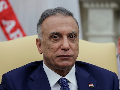 رئيس الوزراء العراقي مصطفى الكاظمي في البيت الأبيض خلال زيارة سابقة إلى واشنطن، 20 أغسطس 2020 - REUTERS