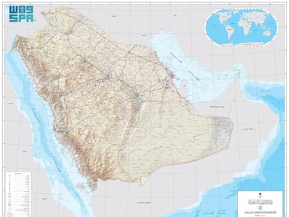  الخريطة الرسمية للسعودية بالحدود الدولية المعتمدة. - واس