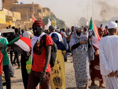 مظاهرات في العاصمة السودانية الخرطوم ضد تدابير الجيش في 25 أكتوبر الماضي - 10 فبراير 2022 - REUTERS 