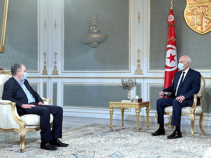 الرئيس التونسي قيس سعيد يلتقي الأمين العام للاتحاد العام التونسي للشغل نورالدين الطبوبي بقصر قرطاج- 30 ديسمبر 2020  - صفحة الرئاسة التونسية في "فيسبوك"