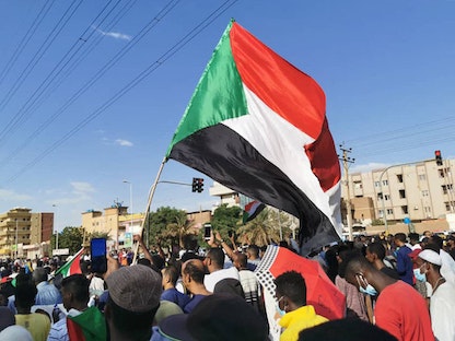 مظاهرات مؤيدة للحكومة المدنية في العاصمة السودانية الخرطوم - 30 أكتوبر 2021 - AFP