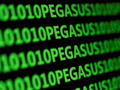 عرض كلمة Pegasus على لوحة مفاتيح في هذا الرسم التوضيحي. 4 مايو 2022 - REUTERS