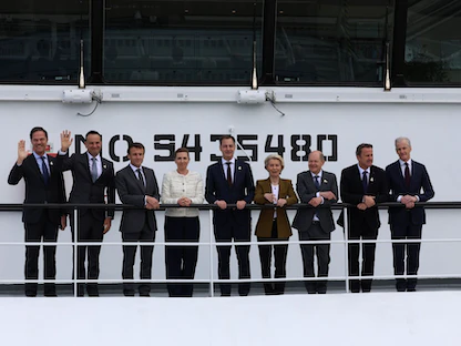 زعماء أوروبيون في بلجيكا خلال قمة بشأن إنتاج الطاقة من الرياح. أوستنده. بلجيكا. 24 أبريل 2023 - Bloomberg