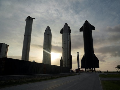  نسخ أولية من صواريخ "ستارشيب" في موقع إطلاق تابع لـ"سبيس إكس" في ولاية تكساس الأميركية. 22 مايو 2022 - REUTERS