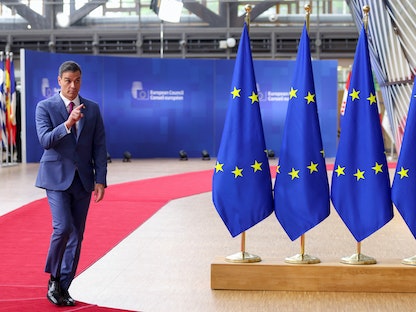 رئيس الوزراء الإسباني بيدرو سانشيز يحضر قمة قادة الاتحاد الأوروبي في بروكسل، بلجيكا. 29 يونيو 2023 - REUTERS