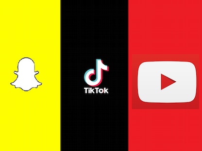 العلامات التجارية لتطبيقات تيك توك ويوتيوب وسناب شات  - الشرق