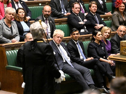 رئيس الوزراء البريطاني بوريس جونسون خلال جلسة للبرلمان في لندن- 10 مايو 2022 - via REUTERS