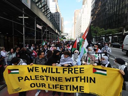 مظاهرات لدعم القضية الفلسطينية في مدينة نيويورك. 9 أكتوبر 2023 - Getty Images via AFP