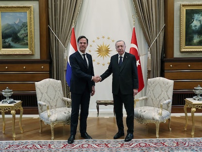 الرئيس التركي رجب طيب أردوغان يستقبل رئيس الوزراء الهولندي مارك روته - 22 مارس 2022 - via REUTERS