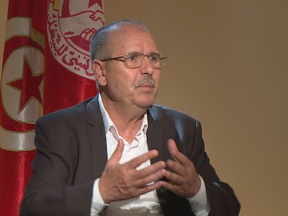 نور الدين الطبوبي الأمين العام للاتحاد العام التونسي للشغل متحدثاً لـ"الشرق" - "الشرق"