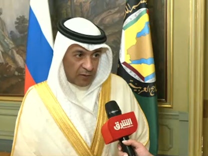 الأمين العام لمجلس التعاون لدول الخليج العربية جاسم محمد البديوي خلال مقابلة مع "الشرق" - "الشرق"