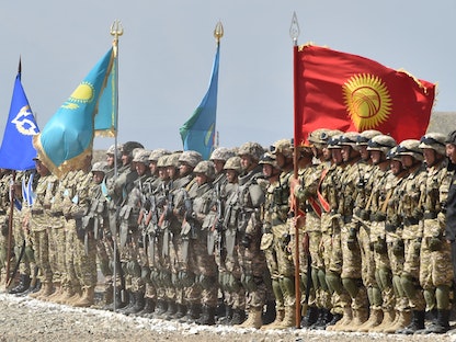 جنود خلال تدريب عسكري مشترك لدول منظمة معاهدة الأمن الجماعي في بيشكيك بقيرغيزستان - 9 سبتمبر 2021 - AFP
