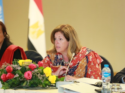 مستشارة الأمين العام للأمم المتحدة الخاصة بالشأن الليبي ستيفاني وليامز خلال مشاروات في القاهرة - 12 يونيو 2022.