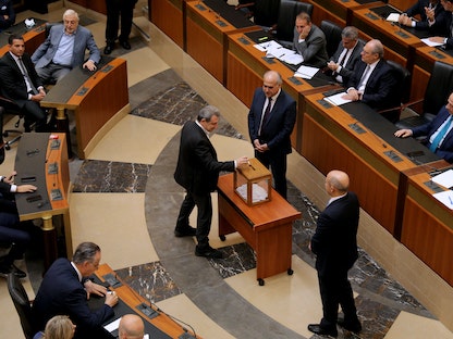 جلسة البرلمان اللبناني لانتخاب رئيس جديد للبلاد خلفاً لميشال عون. 29 سبتمبر 2022 - AFP