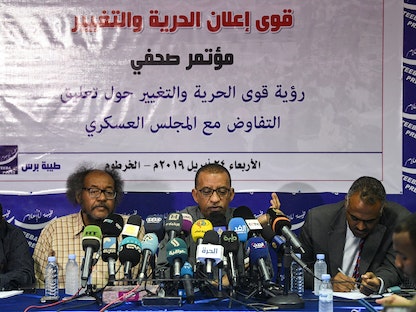 مؤتمر صحافي سابق لقوى الحرية والتغيير في السودان- 24 أبريل 2019 - AFP