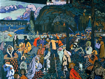 لوحة الفنان الروسي كاندينسكي "الحياة الملوّنة". (1907) - wassilykandinsky.net