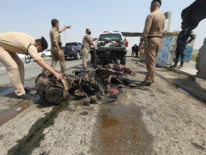 صورة أرشيفية لهجوم بسيارة مفخخة بين كركوك وديالى، 1 سبتمبر 2020 - REUTERS