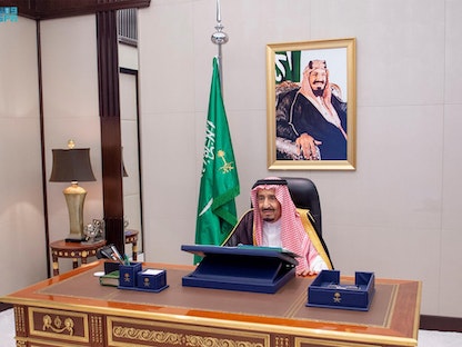 الملك سلمان بن عبد العزيز خلال جلسة مجلس الوزراء الأخيرة - 29 مايو 2022 - twitter.com/spagov