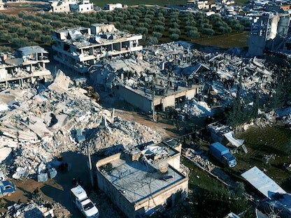 مباني متضررة بفعل الزلزال في مدينة حلب السورية. 7 فبراير 2023 - REUTERS