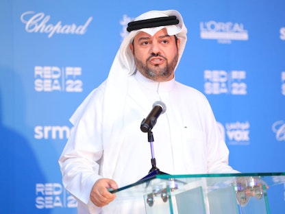 رئيس هيئة الأفلام السعودية عبد الله آل عياف خلال مؤتمر إطلاق النسخة الثانية من برنامج "ضوء" لدعم الأفلام السعودية - جدة - 4 ديسمبر 2022 - المكتب الإعلامي لهيئة الأفلام السعودية
