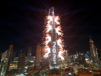 احتفالات العام الجديد في برج خليفة بمدينة دبي. 1 يناير 2021. - REUTERS