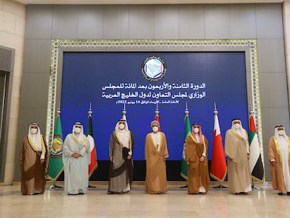 وزراء خارجية مجلس التعاون الخليجي بعد انتهاء اجتماع الدورة الـ148 بالعاصمة السعودية الرياض، 16 يونيو 2021 - twitter.com/KSAMOFA