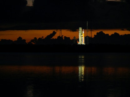 صاروخ "آرتميس-1" الذي يحمل الكبسولة أوريون في قاعدة الإطلاق بفلوريدا - 29 أغسطس 2022 - REUTERS