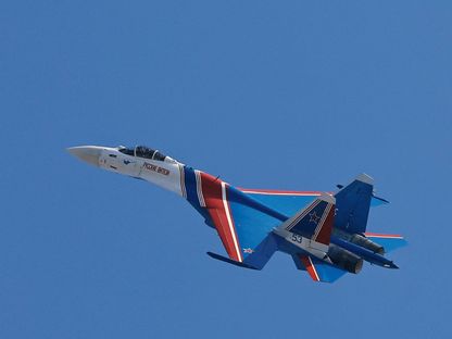 طائرة مقاتلة روسية من طراز Su-35S تؤدي عرضاً في معرض الصين الدولي للطيران والفضاء بمقاطعة قوانجدونج، الصين. 12 نوفمبر 2024 - Reuters