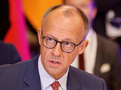 المستشار الألماني فريدريش ميرتس يحضر اجتماعاً لـتحالف الراغبين في قصر مارينسكي في كييف، أوكرانيا. 10 مايو 2025 - Reuters