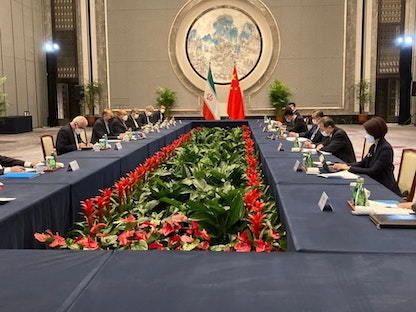 لقاء بين مسؤولين صينيين وإيرانيين في مدينة ووشي بالصين، 14 يناير 2021 - @IRIMFA_AR