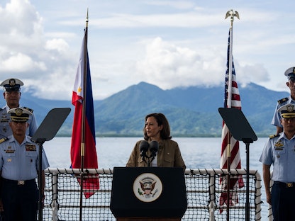 نائبة الرئيس الأميركي كامالا هاريس خلال زيارتها إلى الفليبين. 22 نوفمبر 2022 - AFP