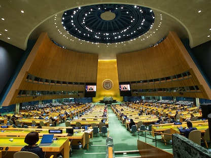 جانب من اجتماعات الجمعية العامة للأمم المتحدة بدورتها 76 في نيويورك - 25 سبتمبر 2021 - REUTERS