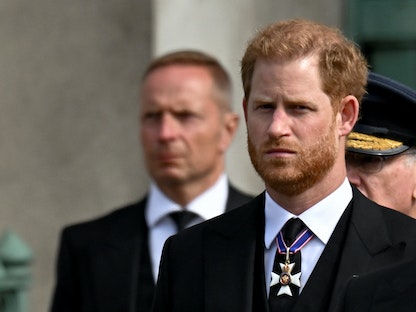 الأمير هاري خلال جنازة جدته الملكة إليزابيث الثانية في لندن - 19 سبتمبر 2022 - REUTERS