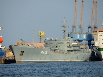 سفينة عسكرية تابعة للبحرية الروسية ترسو في ميناء بورتسودان - 2 مايو 2021 - AFP