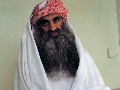 صورة يُزعم أنها للعقل المدبر لهجمات 11 سبتمبر خالد شيخ محمد في معتقل خليج جوانتانامو - 3 سبتمبر 2009 - AFP