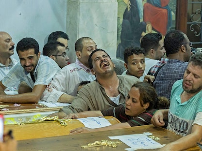 تشييع جثامين ضحايا حريق كنيسة أبو سيفين في الجيزة، مصر، 14 أغسطس 2022 - AFP