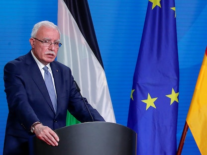 وزير الخارجية الفلسطيني رياض المالكي خلال زيارة إلى برلين. 17 نوفمبر 2020 - REUTERS